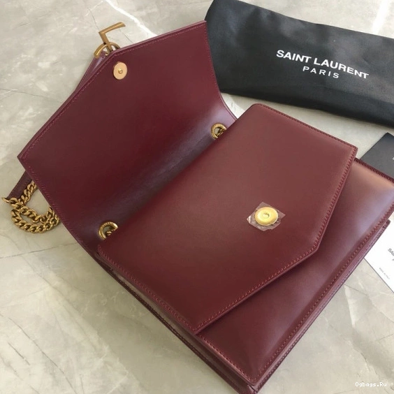 YSL BURGUNDY IN LEATHER SULPICE CHAIN MEDIUM BAG 0820